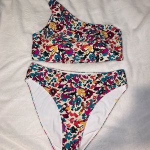 Summersalt Multi-Pattered Two Piece One Shoulder Swimsuit